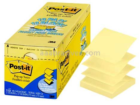 Post-it™ Pop-up Notes R330-18CP 3 in x 3 in Canary Yellow 3M 7010383780