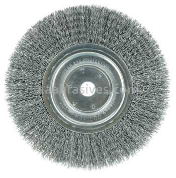 Weiler 02335 7" Wolverine Medium Face Bench Grinder Wheel .014" Crimped Steel Wire Fill 5/8" Arbor Hole