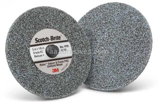 3M™ Scotch-Brite™ Roloc™ 7100081366 4 x 1/4 x NH 6C MED+ Deburr and Finish PRO Unitized Wheel