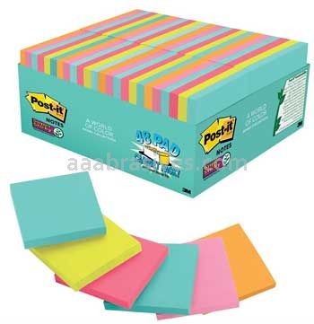 Post-it™ Super Sticky Notes 654-48SSMIA-CP 3 in x 3 in Miami Collection 3M 7100088756