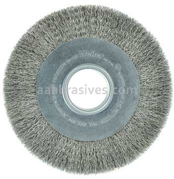 Weiler 03590 8" Wide Face Crimped Wire Wheel .0118" Stainless Steel Fill 2" Arbor Hole