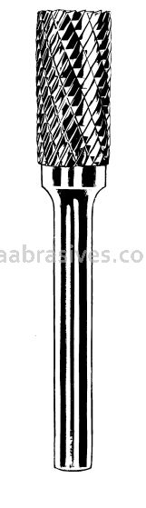 Dynabrade Carbide Burr 1/8" (3 mm) Dia. SA-43 D/C Burr Cylinder 9/16" (12 mm) Flute L 1/8" Shank