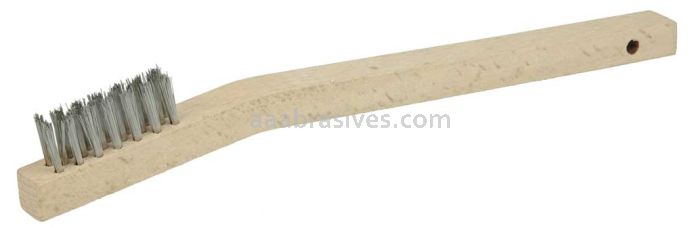 Weiler 44805 Vortec Pro Small Hand Wire Scratch Brush Stainless Steel Fill Wood Handle 3 x 7 Rows