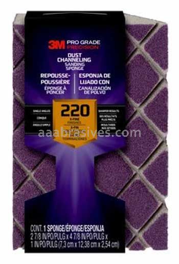 3M&trade; 7010417436 Pro Grade Precision&trade; Dust Channeling Single Angle Sanding Sponge 4-7/8x2-7/8x1 220 Grit Extra-Fine
