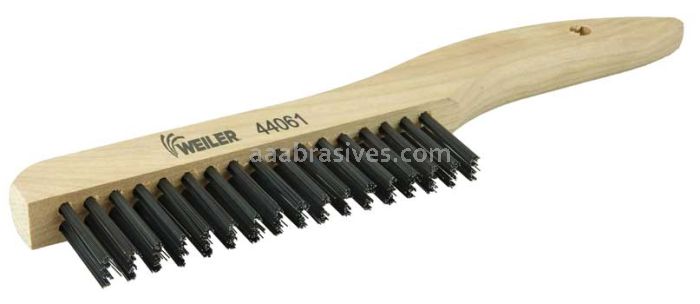 Weiler 44061 Hand Wire Scratch Brush .012 Carbon Steel Fill Shoe Handle 2 x 17 Rows
