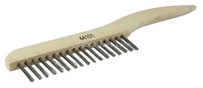 Weiler 44101 Hand Wire Scratch Brush .012 Stainless Steel Fill Shoe Handle 1 x 17 Rows