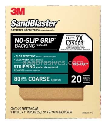 3M&trade; 7100079087 9 x 11 80 Grit SandBlaster&trade; Paint Stripping Sandpaper