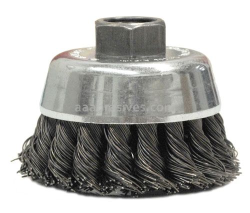 3-1/2" Single Row Wire Cup Brush, .023 SS, M10 x 1.25 A.H. (SRA-3)