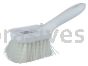 Weiler 44416 8" Utility Scrub Brush White Nylon Fill Short Handle Plastic Block