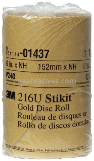 3M™ 7000119704 6” P240 Grit Stikit™ Gold Disc Roll