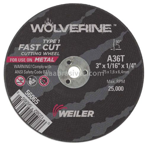 Weiler 56274 - 6" x 1/16" A60T, 5/8" A.H., Type 1 Cut-Off Wheel - 012382562748