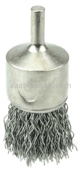 Weiler 10381 1" Nickel-Plated Cup End Brush .020" Stainless Steel Crimped Wire Fill