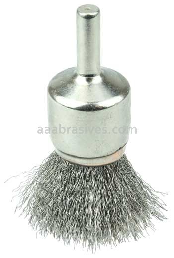 Weiler 10375 Nickel-Plated Cup End Brush 3/4" .0104" Stainless Steel Crimped Wire Fill