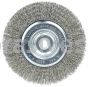 Weiler 36201 Wolverine 6" Crimped Wire Wheel .014" Stainless Steel Fill Narrow Face 5/8"-1/2" Arbor Hole