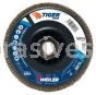 Weiler 50016 5" Tiger Trim Abrasive Flap Disc Conical Type 29 Trimmable Backing 80 Z 5/8"-11 UNC Nut
