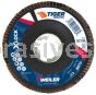 Weiler 50196 4-1/2" Tiger Ceramic Abrasive Flap Disc Angled Phenolic Backing 40C X-LOCK Arbor Hole