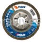 Weiler 50511 4-1/2" Tiger Disc Abrasive Flap Disc Conical Type 29 Aluminum Backing 24 Z 7/8" Arbor Hole
