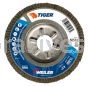 Weiler 50513 4-1/2" Tiger Disc Abrasive Flap Disc Conical Type 29 Aluminum Backing 40 Z 7/8" Arbor Hole