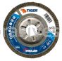 Weiler 50516 4-1/2" Tiger Disc Abrasive Flap Disc Conical Type 29 Aluminum Backing 120 Z 7/8" Arbor Hole