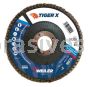 Weiler 51209 5" Tiger X Flap Disc Conical Type 29 Phenolic Backing 40 Z 7/8" Arbor Hole