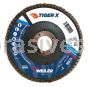 Weiler 51210 5" Tiger X Flap Disc Conical Type 29 Phenolic Backing 60 Z 7/8" Arbor Hole