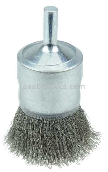 Weiler 11016 Coated Cup Crimped Wire End Brush 1" .006" Stainless Steel Fill