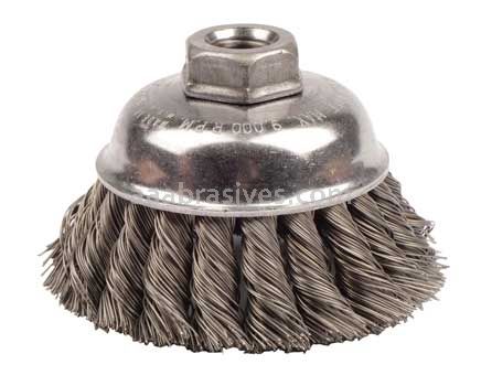 Weiler 12746 3-1/2" Single Row Knot Wire Cup Brush .020" Steel Fill 5/8"-11 UNC Nut