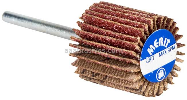Merit Abrasives 08834137503 1-3/16 x 3/16 x 1/8 Small Diameter Flap Wheels With 1/8" Steel Shank 180 Grit Merit Aluminum Oxide