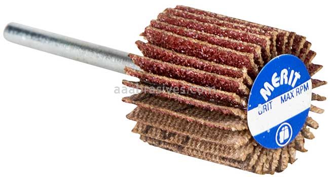Merit Abrasives 08834137591 3/4 x 3/4 x 1/8 Small Diameter Flap Wheels With 1/8" Steel Shank 80 Grit Merit Aluminum Oxide