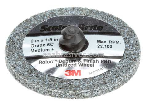 3M™ Scotch-Brite™ Roloc™ 7100081368 3 x 1/4 x NH 4C MED+ Deburr and Finish PRO Unitized Wheel