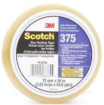 Scotch™ Box Sealing Tape 375 Clear 72 mm x 50 m 3M 7010374961
