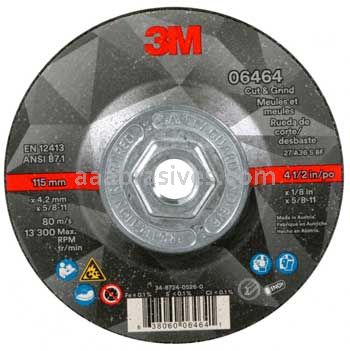 3M&trade; 7100245014 4-1/2x1/8x5/8-11 T27 Quick Change Cut & Grind Wheel 06464