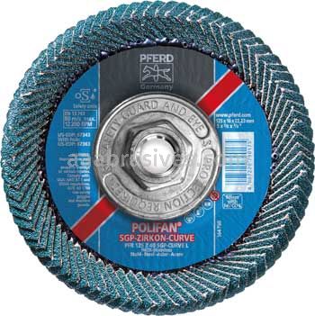 Pferd 67363 5x5/8-11 40 Grit Zirc Polifan Curve Large Flap Disc