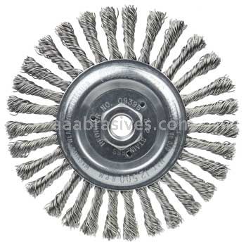 Weiler 09396 Roughneck Jr. 6" Filler Pass Weld Cleaning Brush .023" Stainless Steel Wire Fill 5/8"-11 UNC Nut