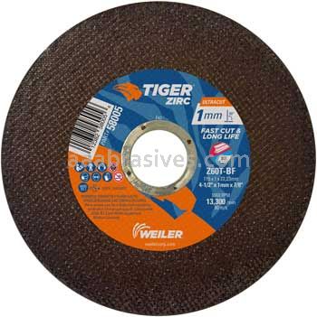 Weiler 58005 4-1/2" x 1 mm TIGER ZIRC ULTRACUT Type 1 Z60T 7/8" AH