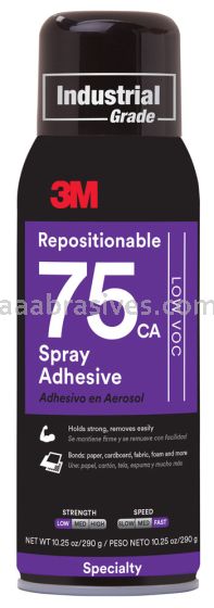 3M™ Repositionable 75 CA Spray Adhesive Low VOC <30%, Clear