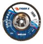 Weiler 51222 7" Tiger X Flap Disc Conical Type 29 Phenolic Backing 80 Z 5/8-11" Arbor Hole