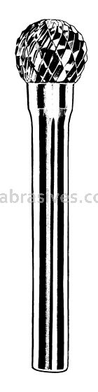 Dynabrade Carbide Burr, 9 mm Dia. SD-3 D/C Burr Ball 8 mm Flute L, 6 mm Shank