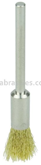 Weiler 26106 1/4" Miniature Wire End Brush .005" Brass Fill 1/8" Stem