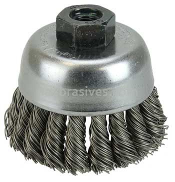 Weiler 13281 2-3/4" Single Row Knot Wire Cup Brush .020" Steel Fill M10x1.25 Nut