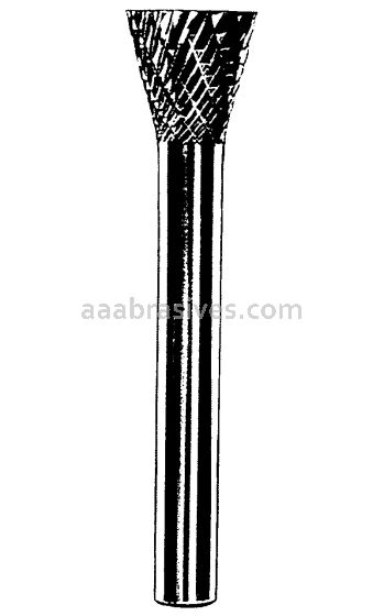 Dynabrade,Carbide Burr, 3 mm Dia., SN-42 D/C Burr, 10 Degree Inverted Cone, 5 mm Flute L, 3 mm Shank