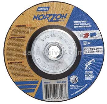 Norton Abrasives 66252843326 4-1/2 x 1/4 x 5/8-11 Norton NorZon Plus Type 27 Depressed Center Wheels