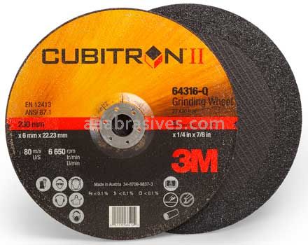 3M™ 7100094063 9 x 1/4 x 7/8 T27 Cubitron™ II Depressed Center Grinding Wheel 64316