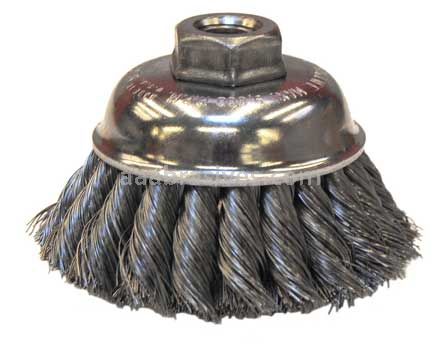 Weiler 12736 3-1/2" Single Row Knot Wire Cup Brush .014" Steel Fill 5/8"-11 UNC Nut