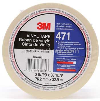 3M™ 7010375095 Vinyl Tape 471 White 3" x 36 yards