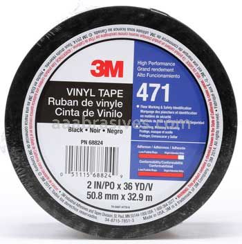 3M™ 7100044330 Vinyl Tape 471 Black 2" x 36 yards