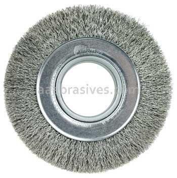 Weiler 06450 6" Medium Face Crimped Wire Wheel .0118" Stainless Steel Fill 2" Arbor Hole