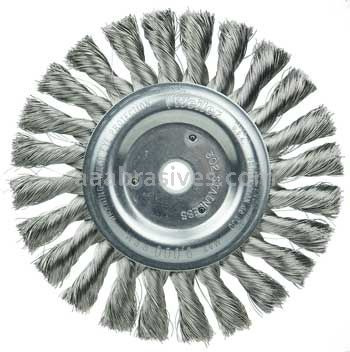 Weiler 08325 6" Standard Twist Knot Wire Wheel .0118" Stainless Steel Fill 5/8"-1/2" Arbor Hole
