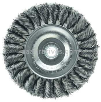 Weiler 09134 4" Standard Twist Knot Wire Wheel .0118" Steel Fill 1/2"-3/8" Arbor Hole