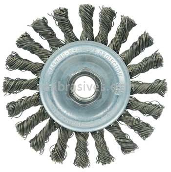 Weiler 36258 Wolverine 4" Knot Wire Wheel Cable Twist X-Coarse Wire M10x1.25 Nut Steel Wire